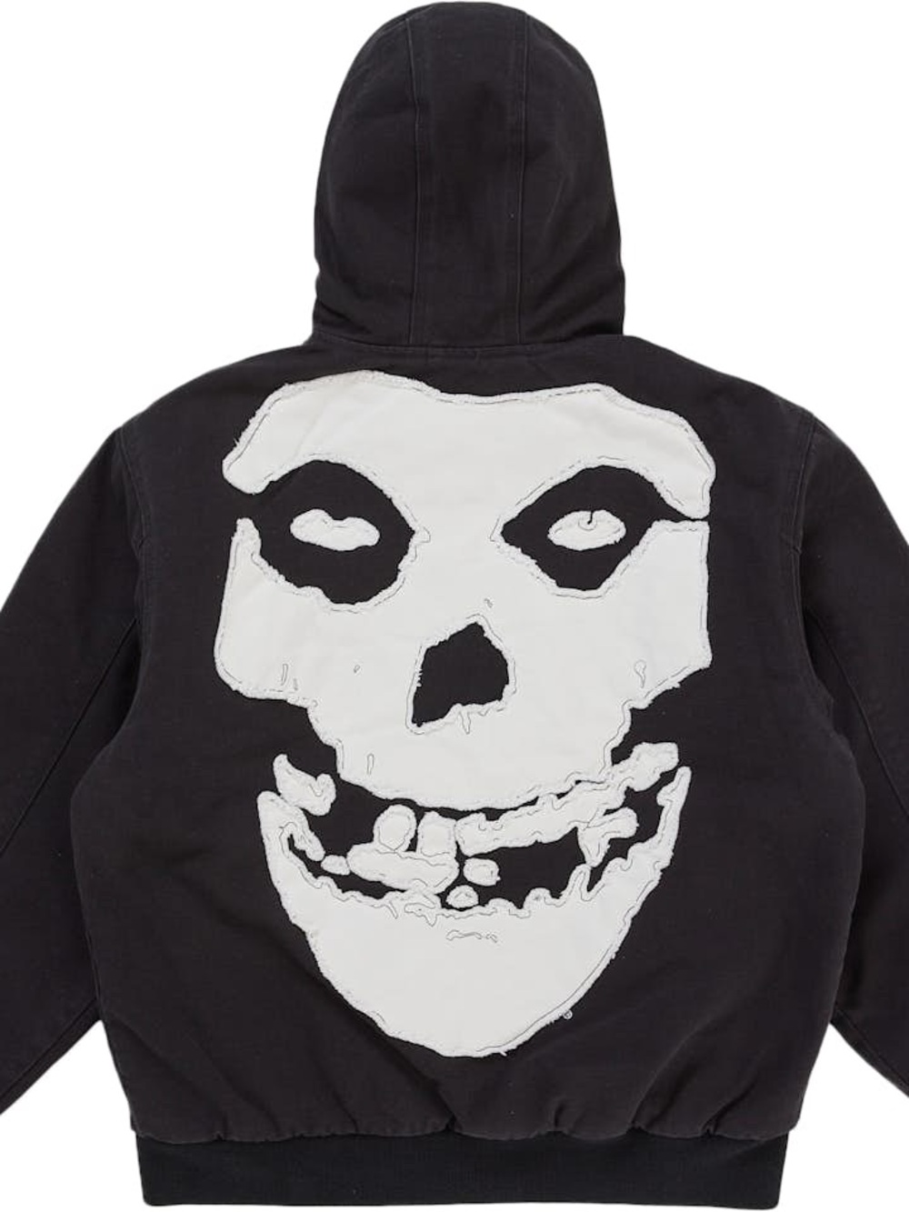Supreme Black Hoodie Jacket with White Skull Back Graphic